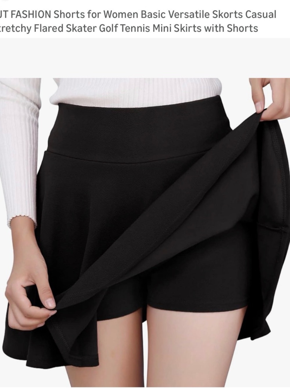 Black Circle Skater Skirt - Women's Flared Waistband